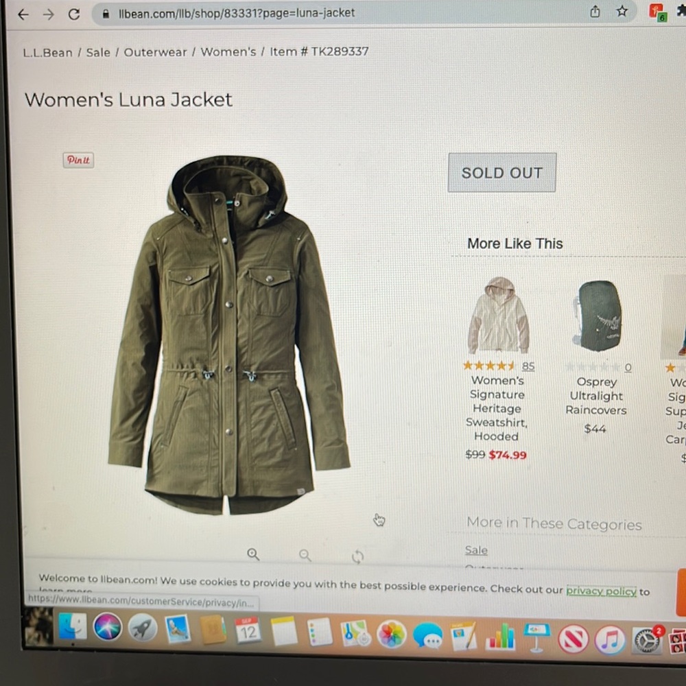 L.L. Bean Women’s Luna Jacket-Never Worn- Perfect condition.